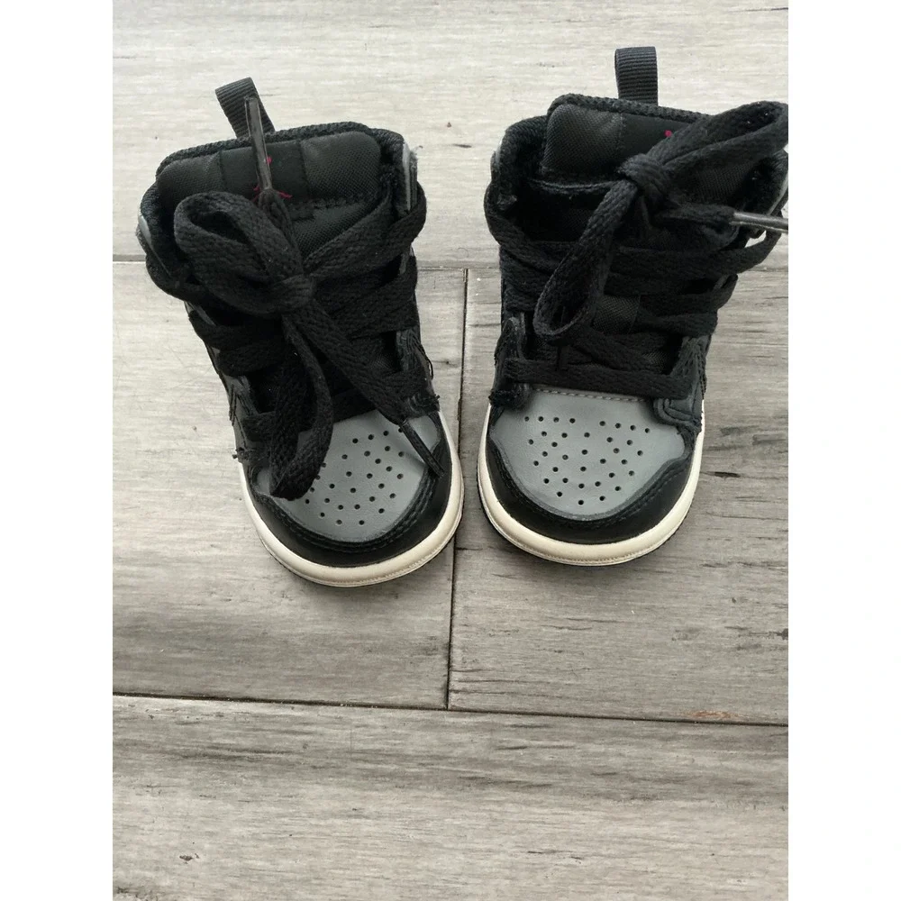 Jordan 1 Mid Shadow 2.0 Black Grey Toddler Sneakers 647735-096 Size 3C